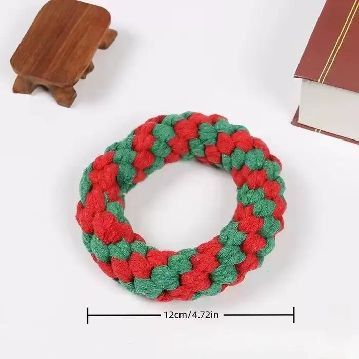 Jouet de Noël en corde de coton pour chiens avec nœud interactif pour mâcher et jouer occassions spéciales chiots grands chiens