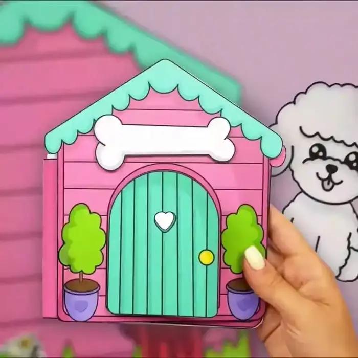 Kit de scrapbooking DIY sur le thème de la maison pour chien, autocollants, découpe et collage, anti-stress pour adultes, cadeau fait main