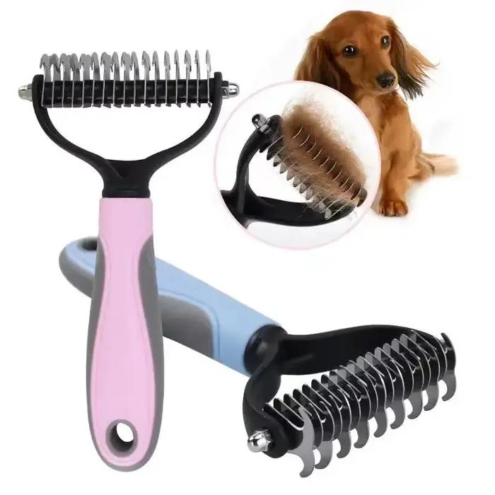 Brosse anti-chute de poils pour chien et chat, peigne de toilettage pour animaux de compagnie, élimine les poils lâches, démêle les nœuds pour l'entretien quotidien des chiots