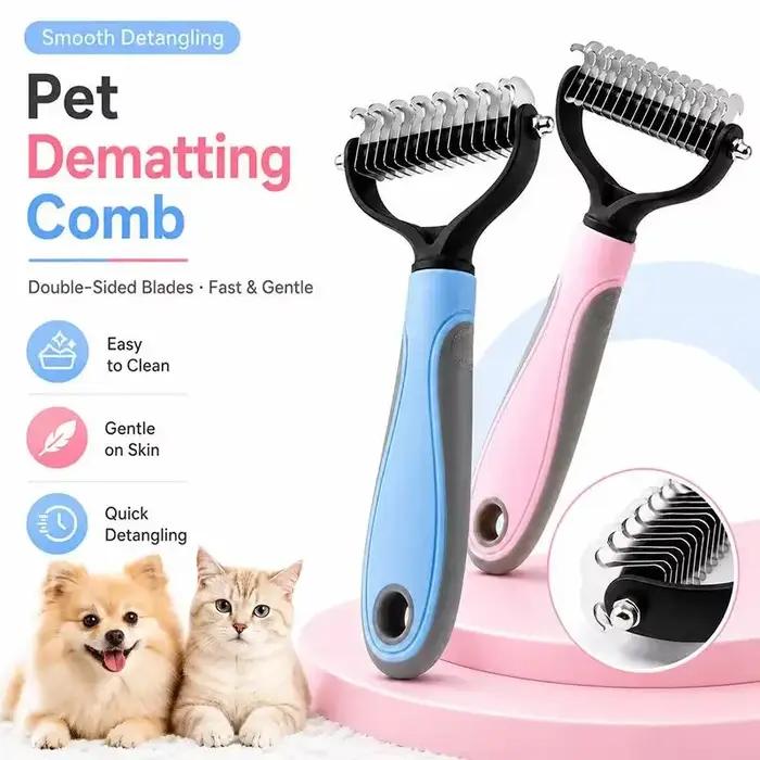 Brosse anti-chute de poils pour chien et chat, peigne de toilettage pour animaux de compagnie, élimine les poils lâches, démêle les nœuds pour l'entretien quotidien des chiots