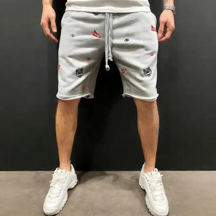 Shorts amples en coton pour hommes, style streetwear, brodés, décontractés, pour le sport et la musc