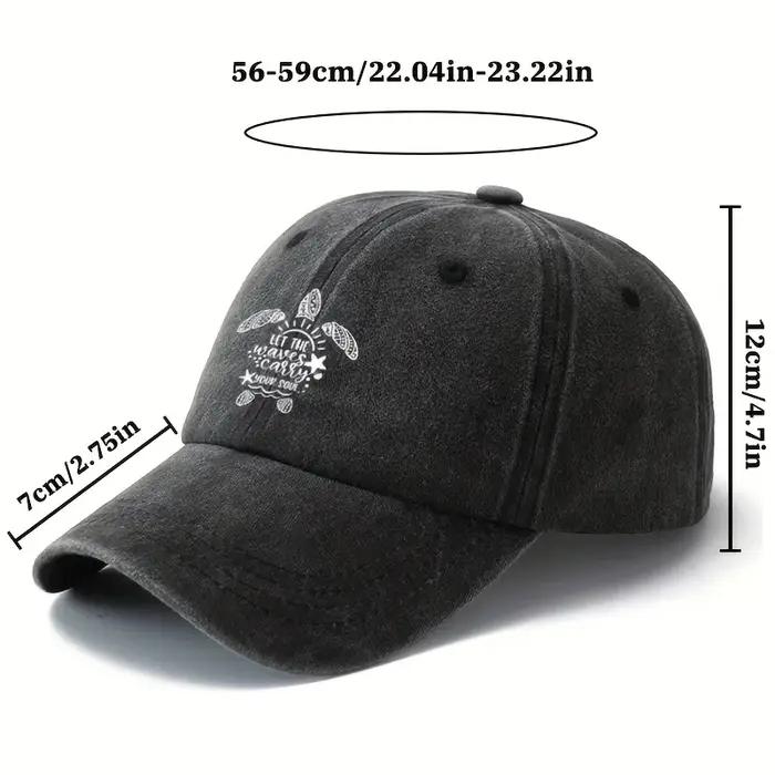 Casquette de baseball unisexe à imprimé tortue de mer, tendance et polyvalente, avec une visière incurvée légère et un effet vintage classique.