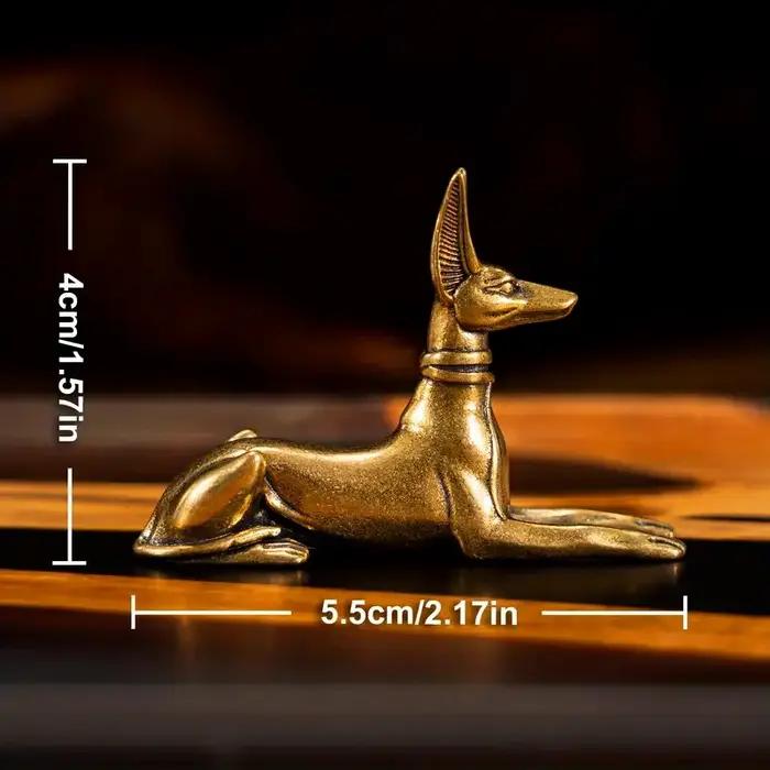 Statue de chien pharaon égyptien en laiton vintage