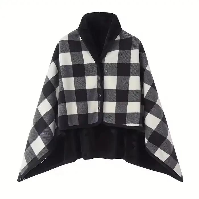 Couverture châle en flanelle coton polyester tricotée pour femmes style fashion multicolore confort bureau détente