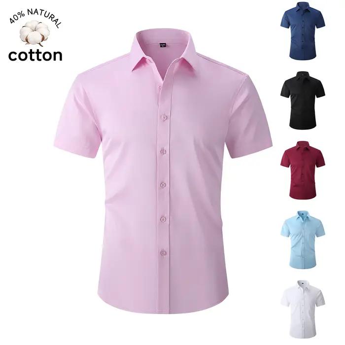 Chemise d'été décontractée pour homme en coton à manches courtes