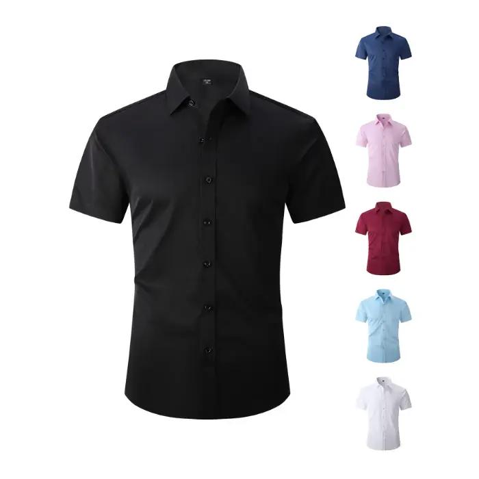 Chemise d'été décontractée pour homme en coton à manches courtes