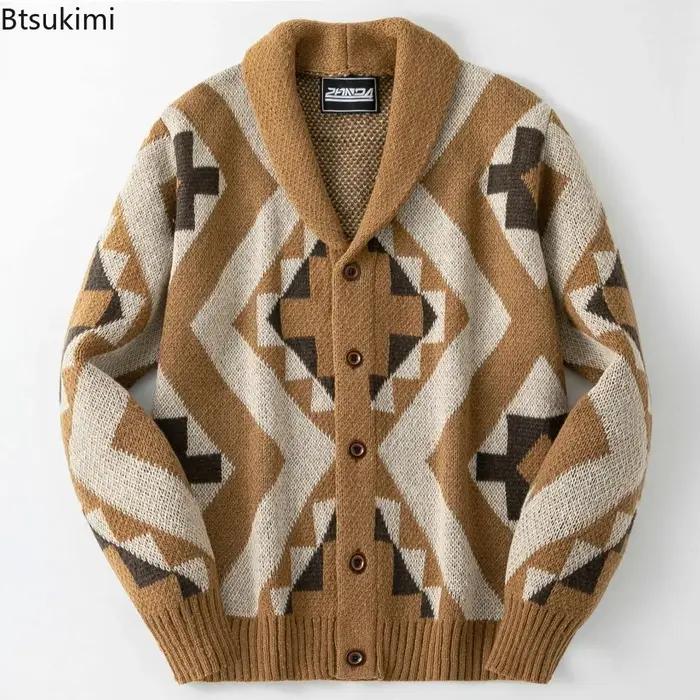 Cardigan Tricoté Vintage Décontracté pour Hommes Occasions Spéciales Automne Hiver