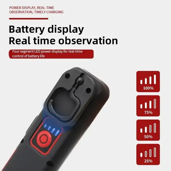 Lampe de travail Portable Rechargeable par USB, lampe de poche LED COB magnétique suspendue avec bat