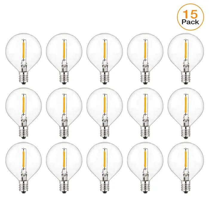 G40 LED chaîne lumière ampoules de remplacement E12 220V 110V Globe ampoule blanc chaud 2200K 10W équivalent intérieur