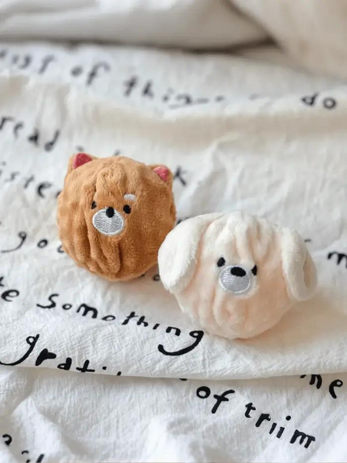 Jouet à mâcher couineur pour chien - Balle rebondissante en forme de chiot avec picots pour le nettoyage des dents, jouet interactif pour animaux de compagnie adapté aux petits chiens (Caniche/Bichon