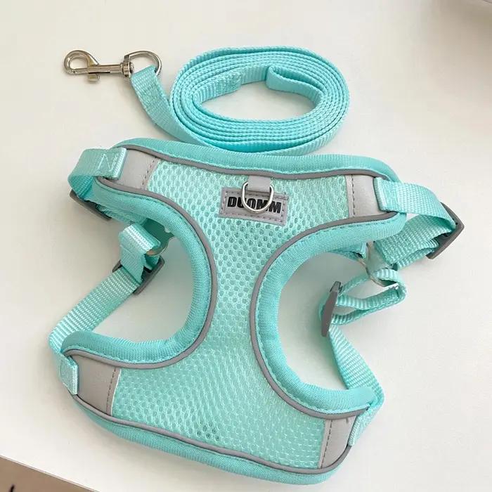 Harnais respirant en maille pour chiens de petite et moyenne taille, harnais et laisse pour chiots pour la promenade en extérieur, fournitures pour animaux de compagnie Pomeranian