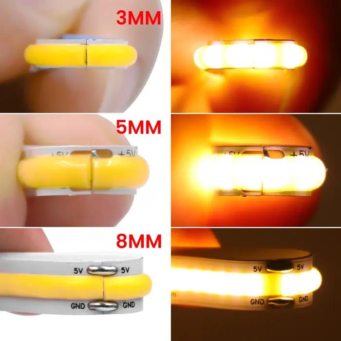 DC 5V 12V 24V COB LED bande 320 384 480 528 LED s/m haute densité Flexible COB LED bande barre lumin