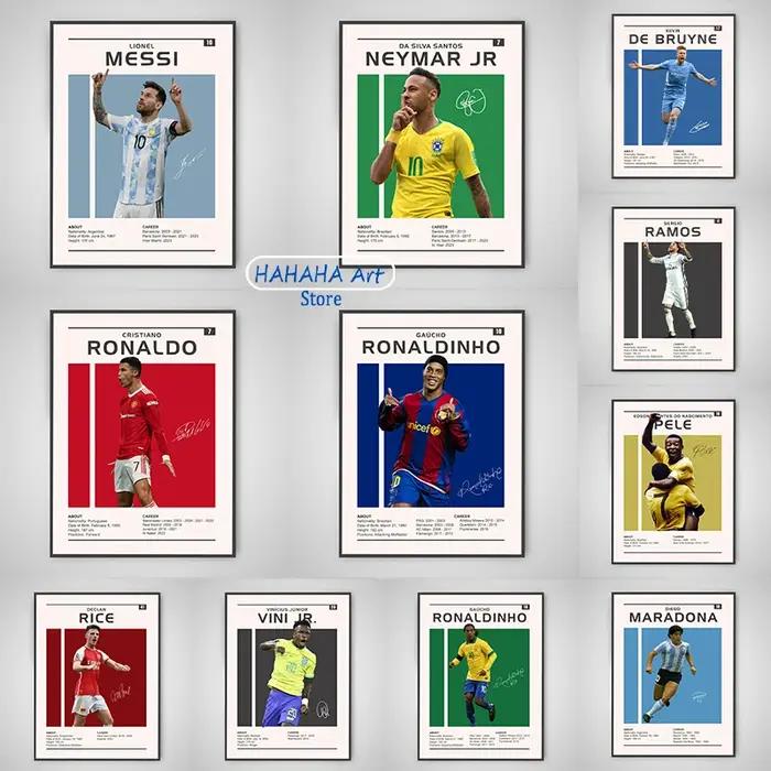 Célèbre étoile de Football, athlète mondial du sport, le meilleur joueur, affiche imprimée, images d'art murales, peinture sur toile, décoration de maison pour salle