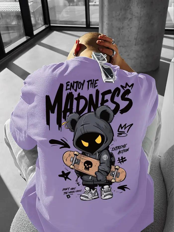 T-shirt col rond pour hommes européens et américains, nouveau design d'été imprimé de dessin animé,