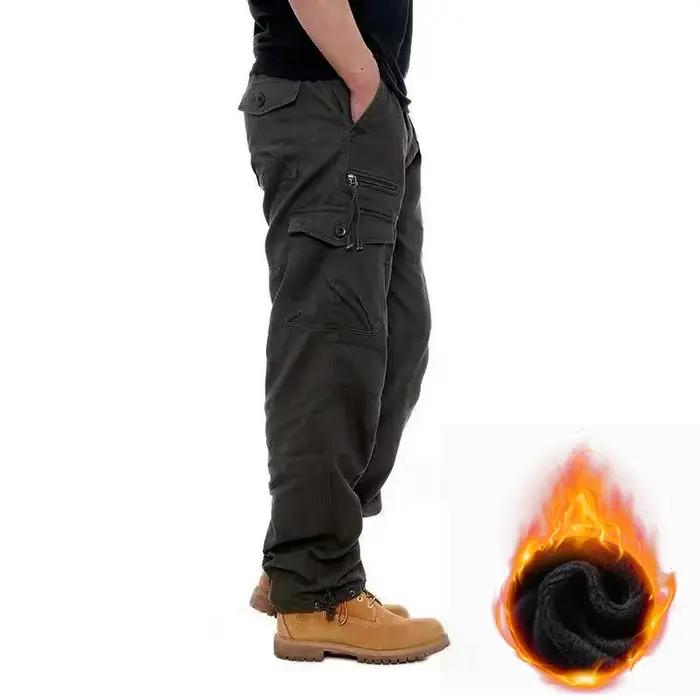 Pantalon cargo homme automne hiver polaire chaud randonnée course multi-poches confortable