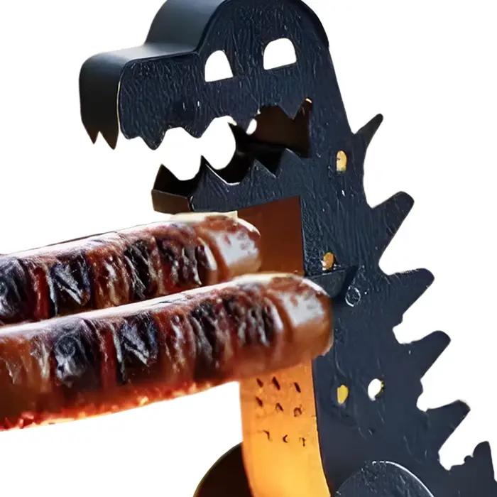 Gril en forme de dinosaure pour hot-dogs, barbecue compact, tablier portable, outil de cuisine robuste pour camping et réunions familiales