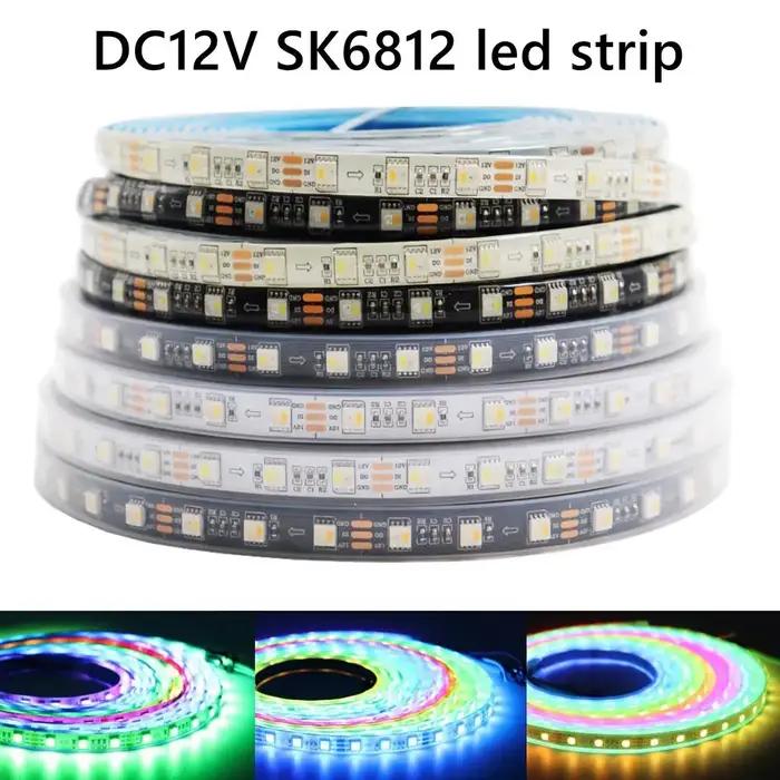SK6812 DC12V RGBW RGBWW 5050SMD bande lumineuse Led un lecteur IC 3Led 4 en 1 lumière intelligente 6