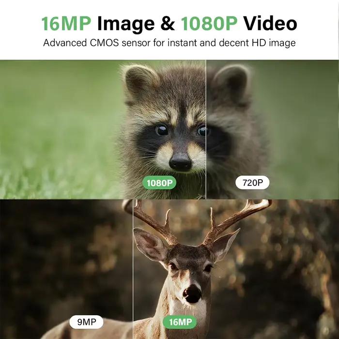 Caméra de chasse et de suivi des sentiers 16MP infrarouge pour la faune randonnée observation protection sécurité photos extérieures