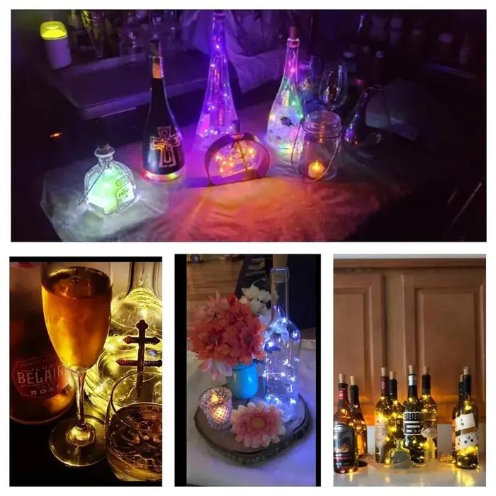 Cordes d'éclairage LED en liège pour vin, 1M/2M/3M, lumières de bouteille pour fête, mariage, noël,