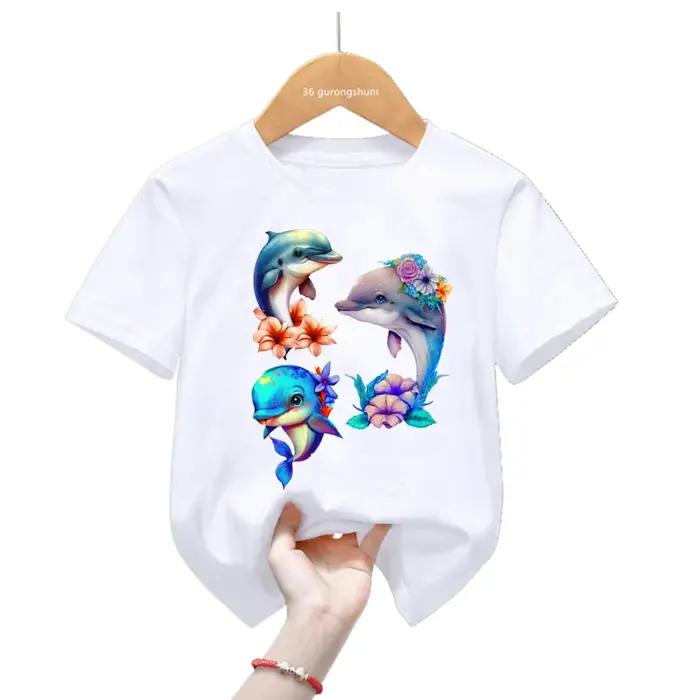 Monde des baleines impression graphique T-Shirt filles/garçons Harajuku Kawaii enfants vêtements dauphin T-Shirt été à manches courtes T-Shirt