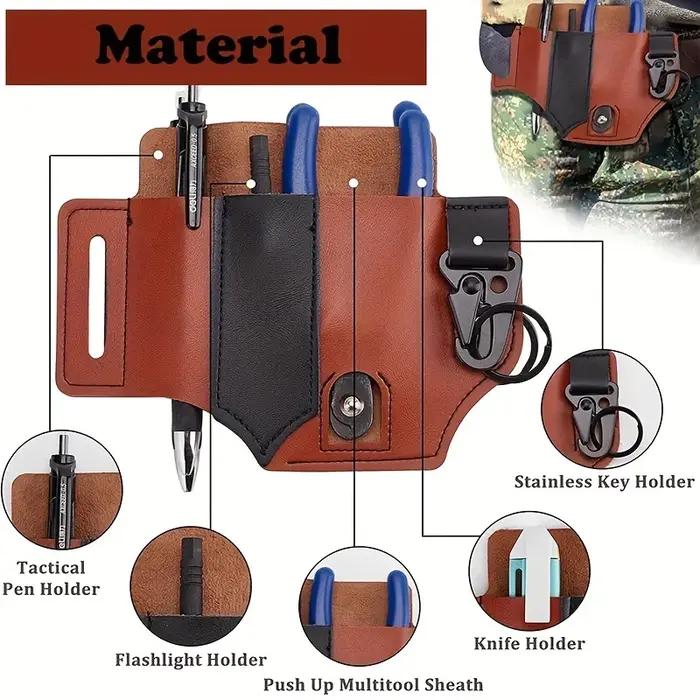 Ceinture tactique multi-outils, sac en cuir, sac de rangement d'outils portables, étui de Camping en plein air chasse taille pochette en cuir PU
