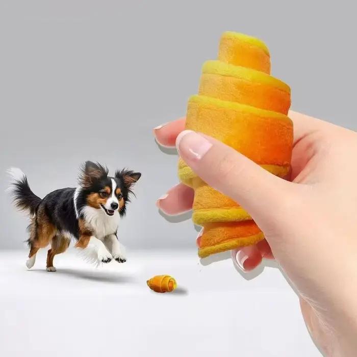 Jouet en forme de croissant pour chien en peluche courte distributeur de friandises puzzle mental activité d'alimentation pour chiens de toutes occasions