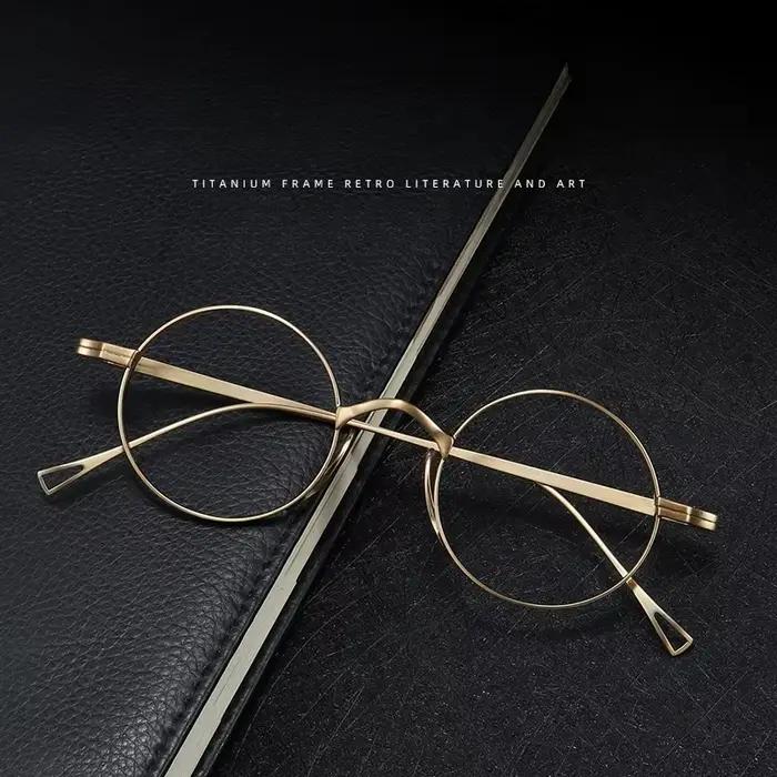 YIMARUILI Ultra-léger pur titane large bord rétro rond monture de lunettes myopie Prescription lunet
