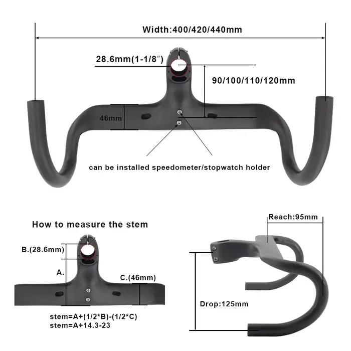 Guidon de vélo en carbone RXL SL 1-1/8 "barre de chute de route intégrée 400/420/440mm guidon de vél