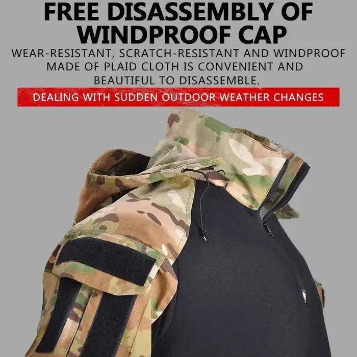 Chemises de randonnée camouflage Combat T-Shirt à capuche hommes chemise tactique Airsoft Paintball coton vêtements de chasse résistant à l'usure