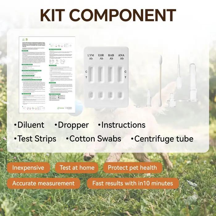 Kit de test rapide combiné pour les anticorps de l'Ehrlichiose canine / de l'Anaplasme / de Lyme / de la Babiésia (EHR / ANA / LYM / BAB Ab)