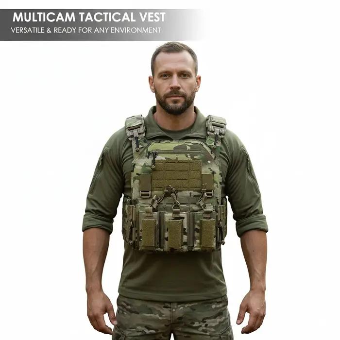 Gilet tactique, pack double à démontage rapide, gilet léger de style chasseur découpé au laser, noir, pour activités de plein air, de haute qualité