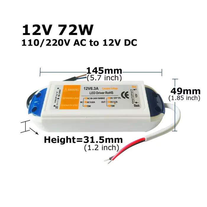 Alimentation 12 volts, pilote LED 12V, 18W 28W 48W 72W 100W AC 110V 220V à 12V DC, adaptateur de tra