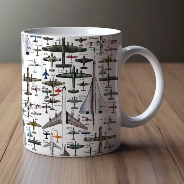 Tasse d'art d'aviation en édition limitée pour homme avec design minimaliste en céramique porcelaine occasions spéciales