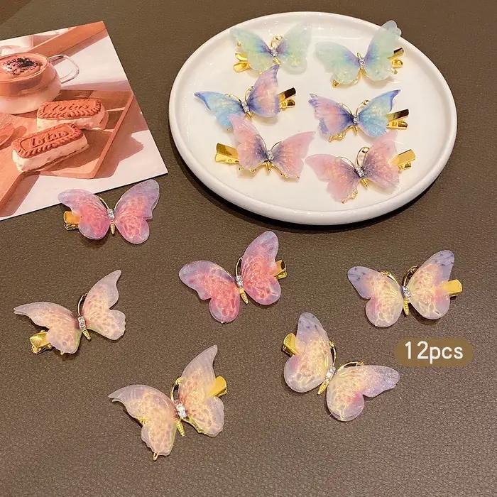 12 pinces à cheveux papillon vent doux pinces à cheveux mignonnes adaptées à un usage quotidien acce