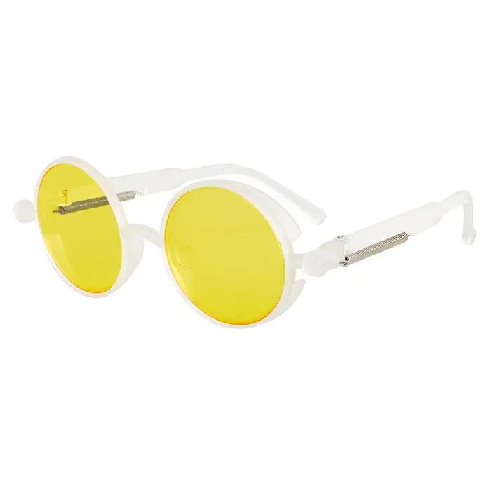 Lunettes de soleil Steampunk gothiques classiques unisexes pour homme et femme lunettes de soleil rétro monture ronde en plastique avec miroir et protection UV occasionnels et événements formels