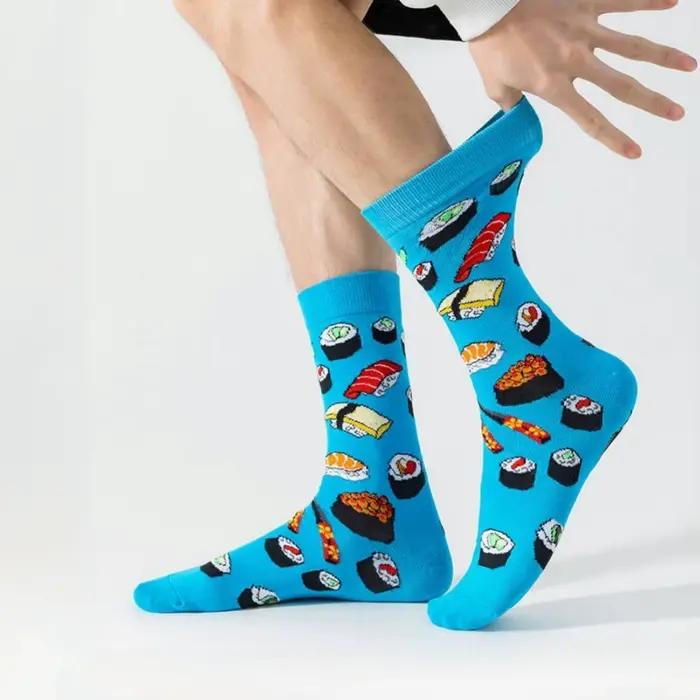 Chaussettes crew imprimées cuisine japonaise sushi - Originales et confortables pour amateurs de gastronomie