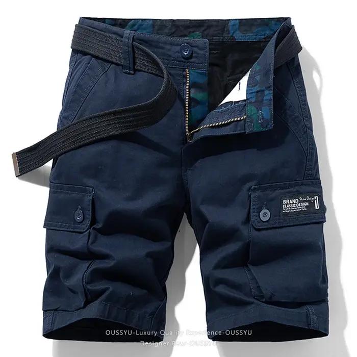 Shorts Cargo Homme 100% Coton Été – Bermuda Décontracté Tactique pour Plage et Jogging – Vêtements de Marque