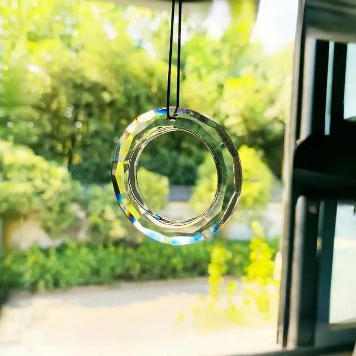 Muy Bien 50mm cercle capteur de soleil prismes en cristal bague en verre à facettes lustre cristaux