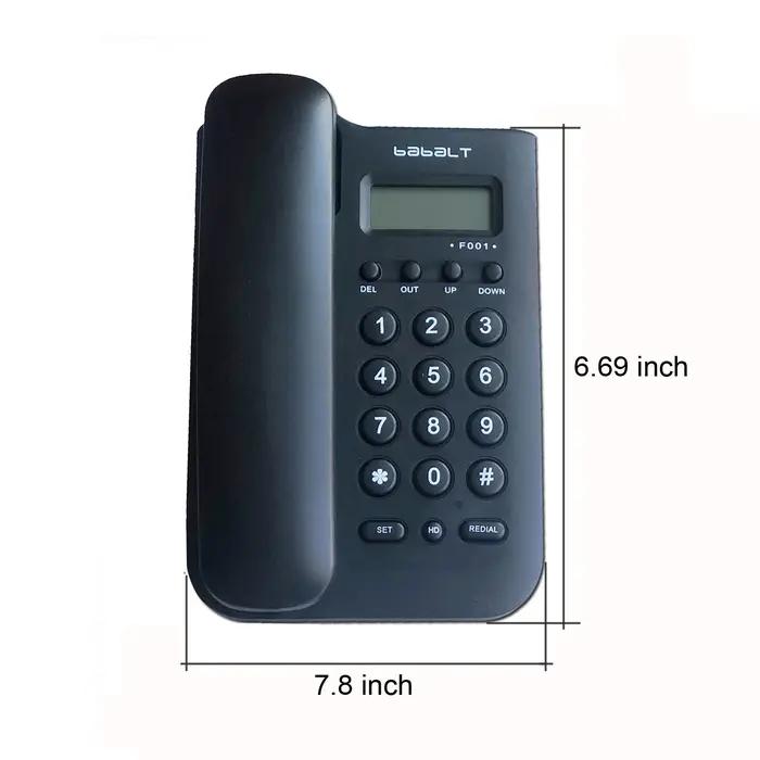 Téléphone filaire, téléphone d'identification de l'appelant noir, téléphone fixe analogique montable sur le bureau/mur de base pour la maison