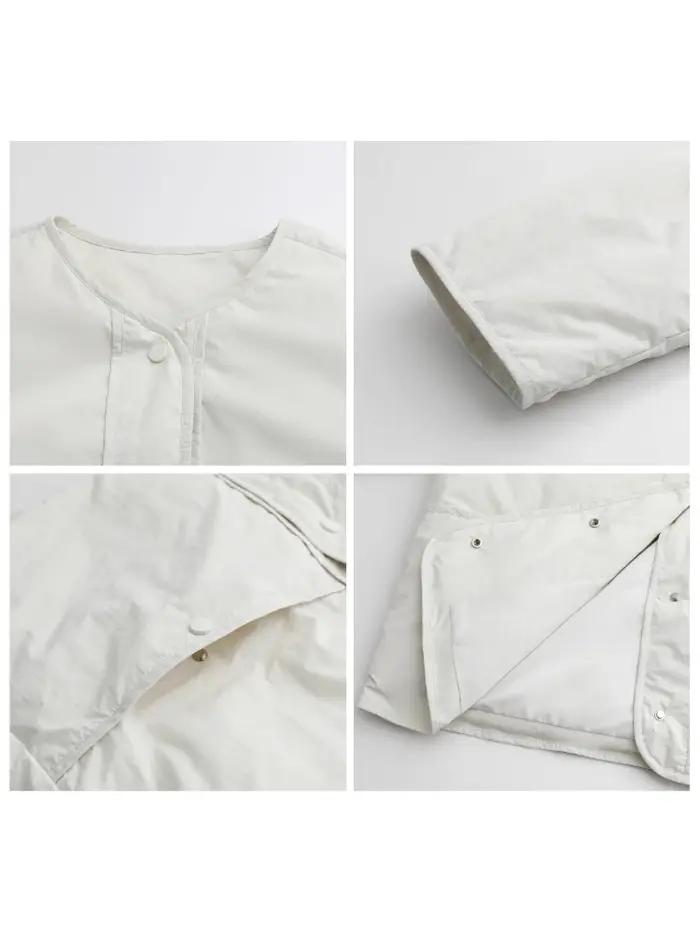CHIC VEN femmes vers le bas manteaux Simple Texture ample col rond doudoune 90 blanc canard doudoune