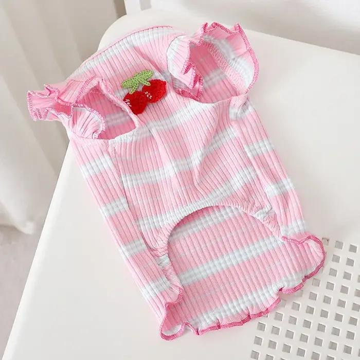 Chemise rayée pour chien, vêtements de printemps pour chiot, vêtements pour petit chien à manches vo