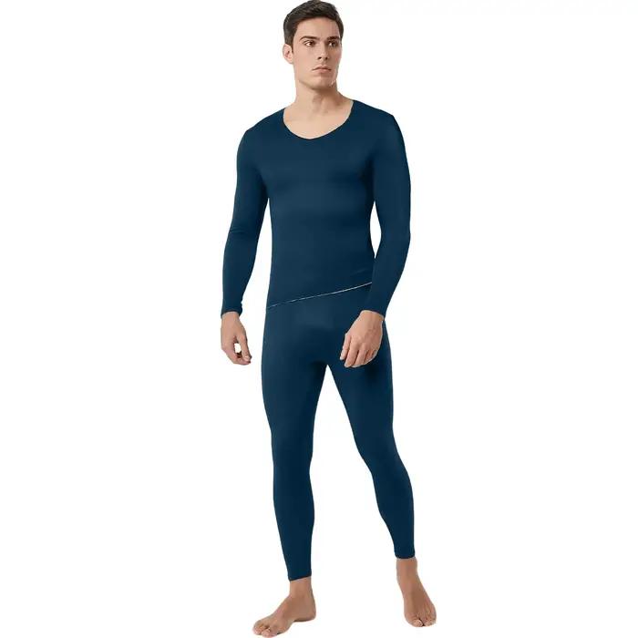 Ensemble de sous-vêtements de ski pour hommes, doublure polaire, col en V fin, polyester, manches longues, sous-vêtements thermiques, ajustement régulier, activités de plein air, ski, snowboard, quotidien