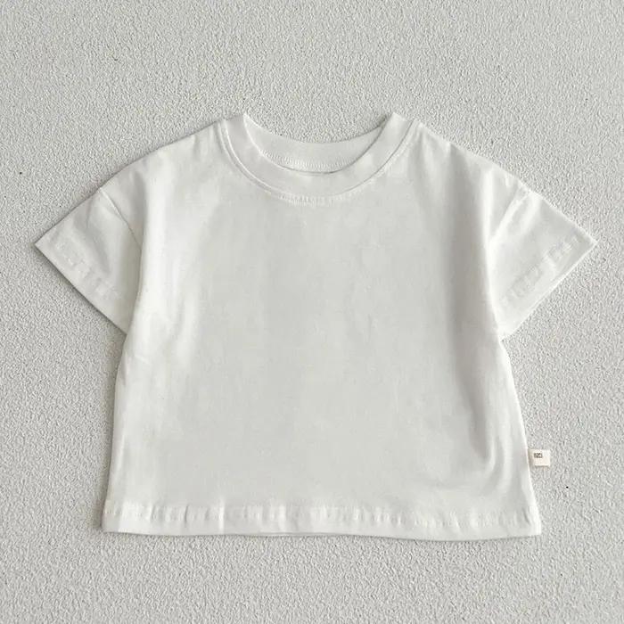 Été bébé garçons filles T-shirt enfant en bas âge dessus de couleur unie vêtements Style coréen infantile
