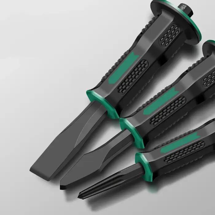 Ensemble de 3 ciseaux à maçonnerie avec protection des mains, en acier au chrome-vanadium, outils de maçonnerie pour la découpe de briques, de pierres, de béton et de roches