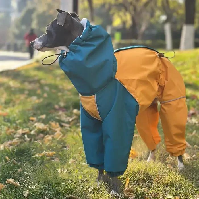 Mid Chien Vêtements En Hiver 4 Pattes En Peluche Bleu-Jaune Veste Coupe-Vent Imperméable Huibit Manteau Imperméable Chaud Pour L’Italie Greyhound