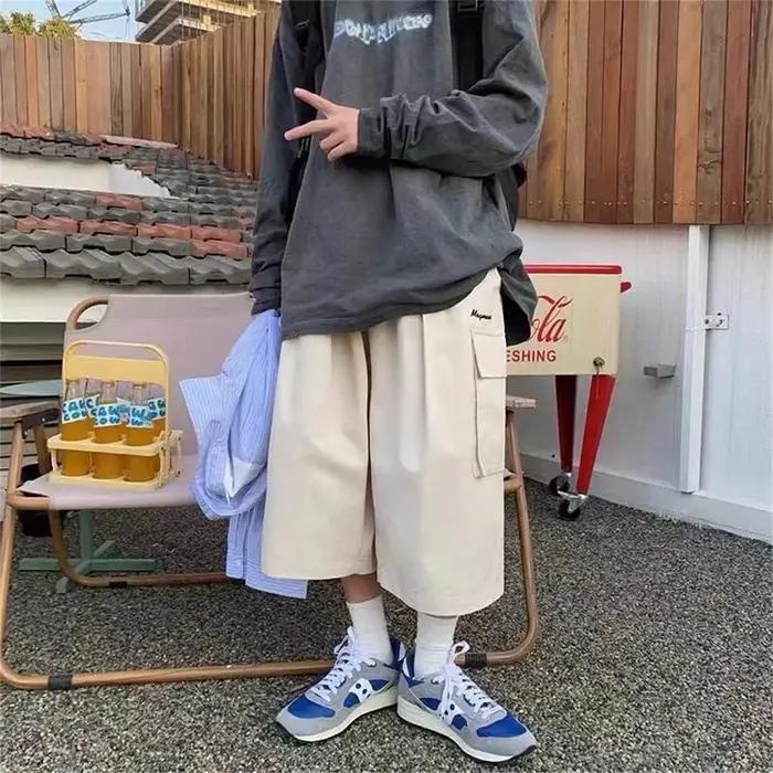 Shorts cargo hip-hop noirs tendance pour homme – Coupe slim décontractée