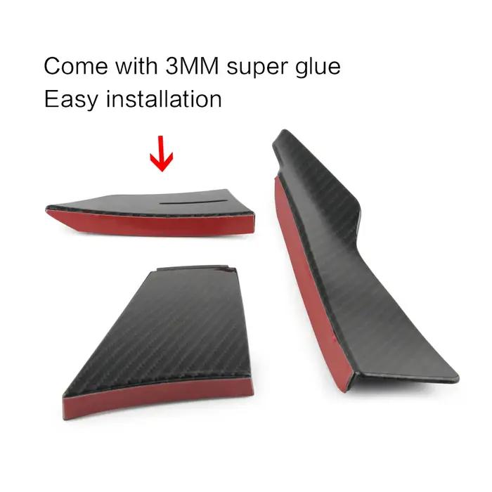 Accessoires de style de voiture en Fiber de carbone ou noir brillant, 6 pièces, décoration latérale