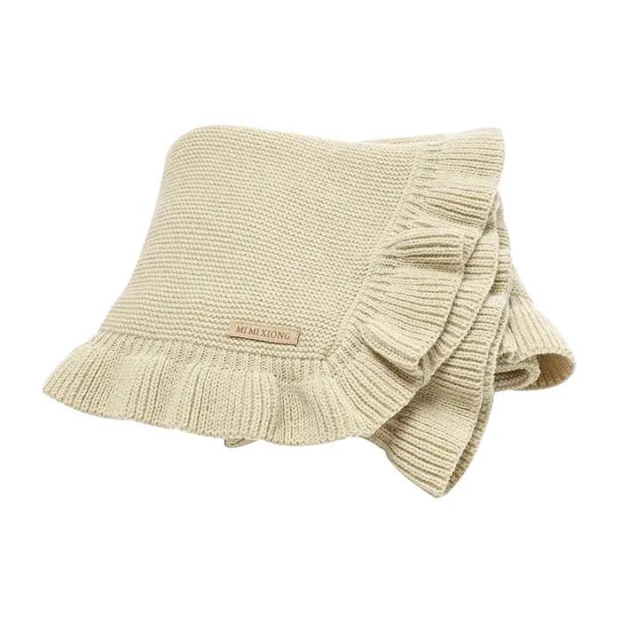 Couvertures pour bébé 90x70cm tricoté nouveau-né garçons filles solide poussette lange d'emmaillotage sac de nuit révers