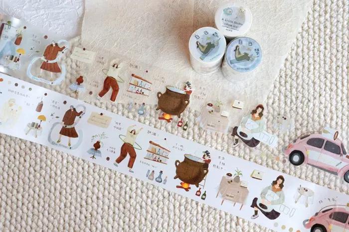 Adorables Rubans Washi PET Découpés à l'Emporte-Pièce Motif Chien Fille en Rêve