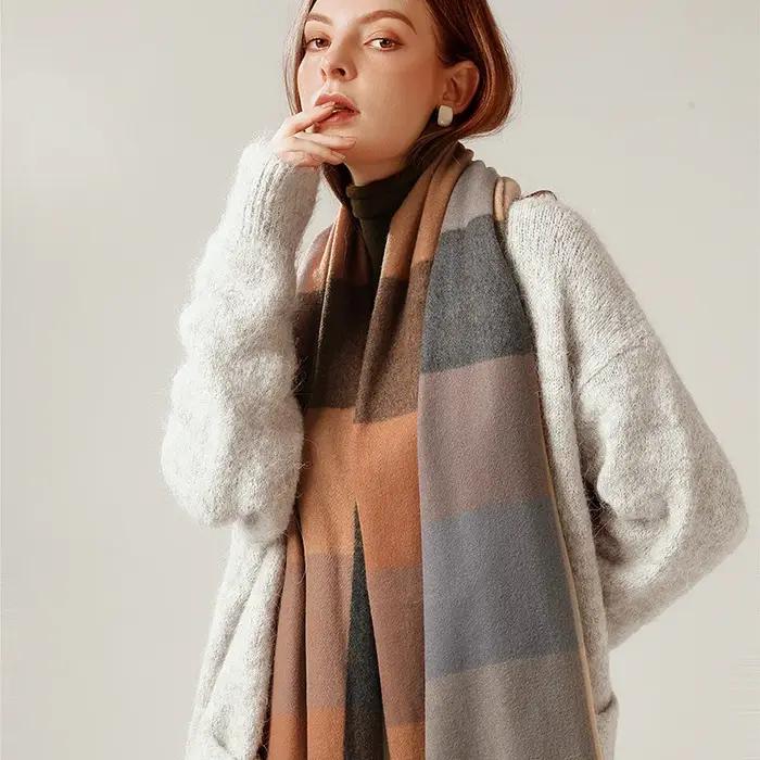 2024 Designer tricoté printemps hiver femmes écharpe plaid chaud cachemire foulards châle marque de